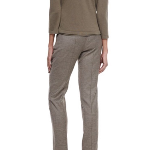 Escada Wool High Waist Pants Metallic Thread Pine - Picture 7 of 7